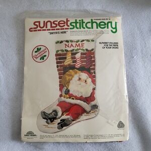 Vintage 1979 Sunset Designs Needlepoint Kit Christmas Santa Stocking 2020
